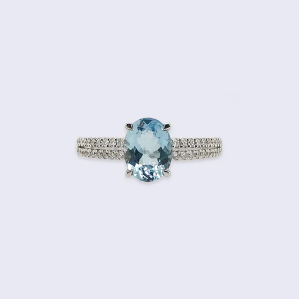 Aquamarine Diamond Ring