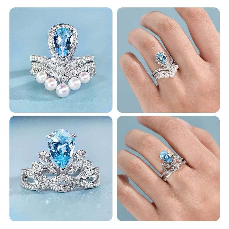 Luxury Blue Diamond Ring Set