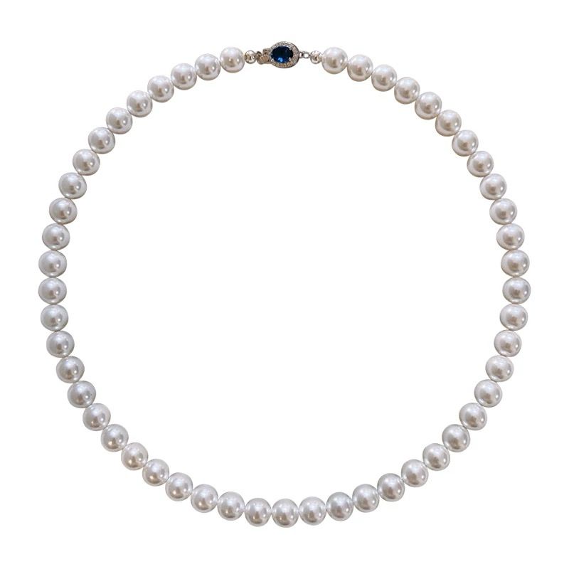 Luxury Freshwater Pearl With Blue Diamond Necklace