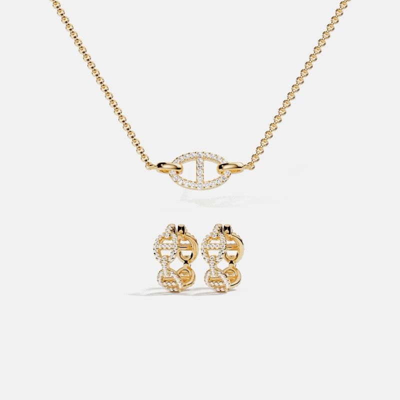 Premium Gold Necklace with Earrings Set